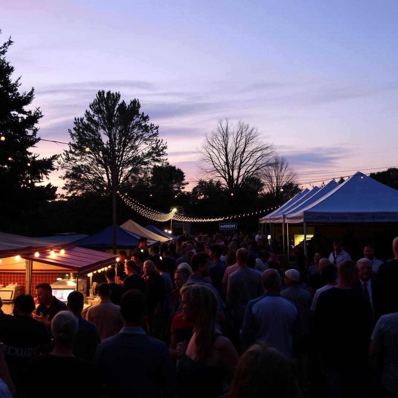 Festival crowd at dusk